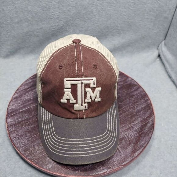 Texas A&M Aggies Trucker Cap Adjustable Brown & Beige Cotton/Mesh Embroidered Lo - Picture 1 of 9
